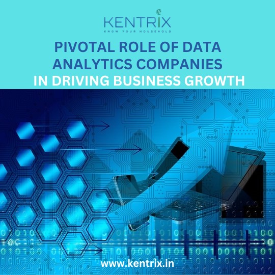 Visual representation of data analytics driving business growth, featuring Kentrix branding and futuristic technology elements.